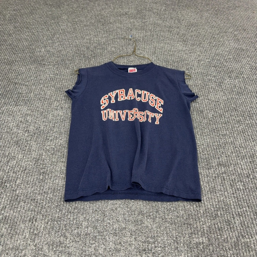 Vintage Syracuse Soffe Shirt Youth M Navy Cotton Blend Cut Off Sleeveless Sport